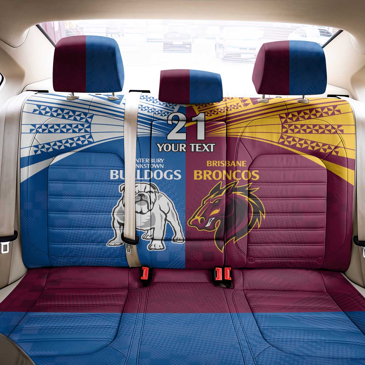 Custom Broncos-Bulldogs Back Car Seat Cover NRL Tribal Half Style