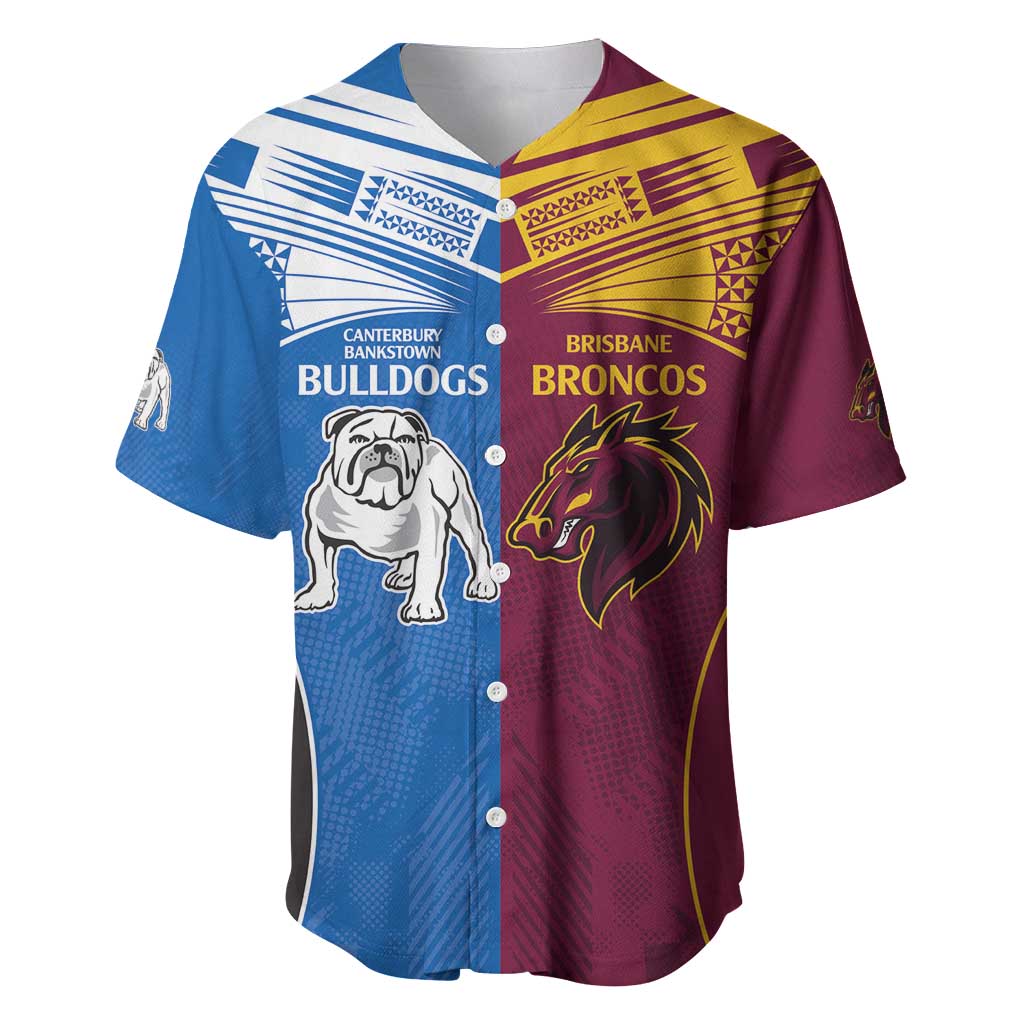 Custom Broncos-Bulldogs Baseball Jersey NRL Tribal Half Style