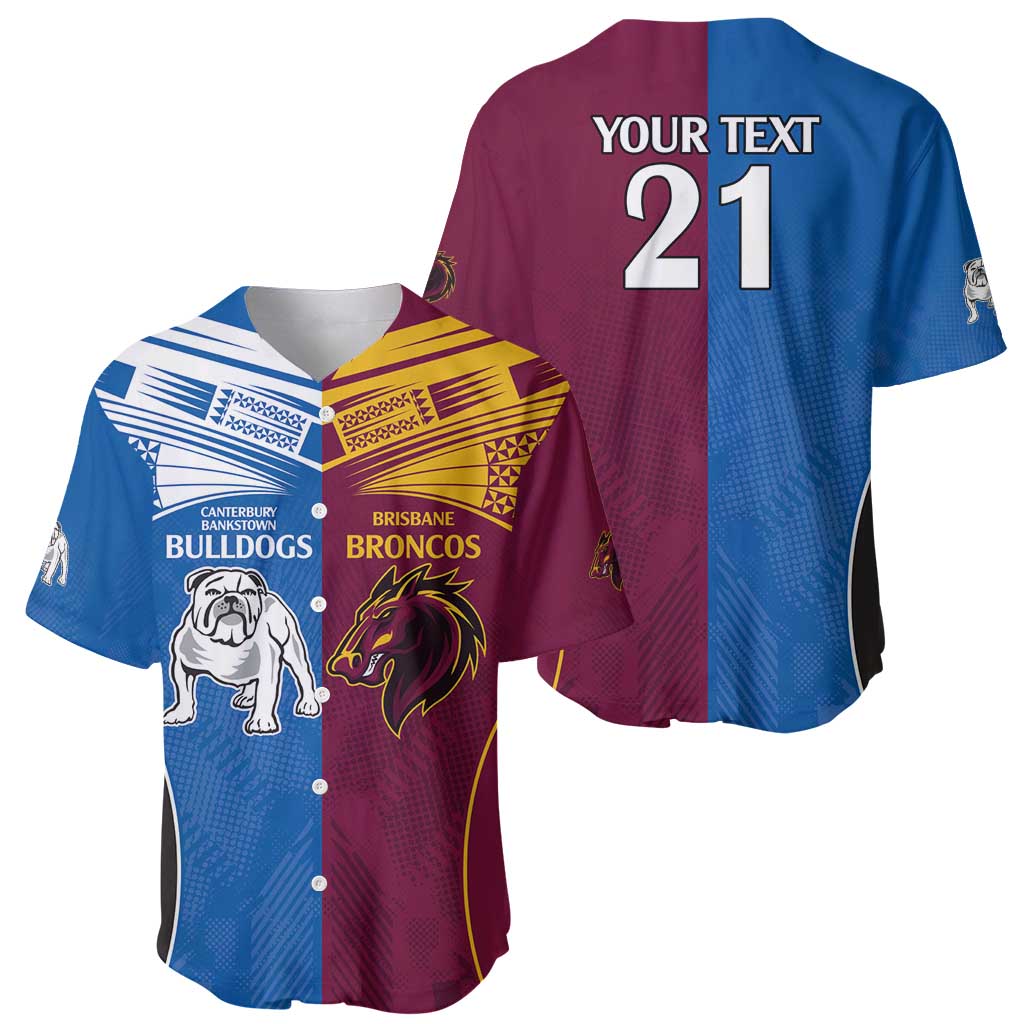 Custom Broncos-Bulldogs Baseball Jersey NRL Tribal Half Style