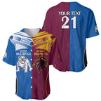 Custom Broncos-Bulldogs Baseball Jersey NRL Tribal Half Style