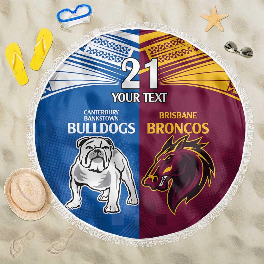 Custom Broncos-Bulldogs Beach Blanket NRL Tribal Half Style