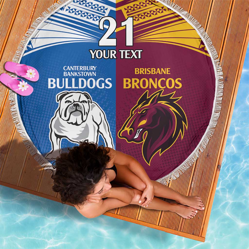 Custom Broncos-Bulldogs Beach Blanket NRL Tribal Half Style