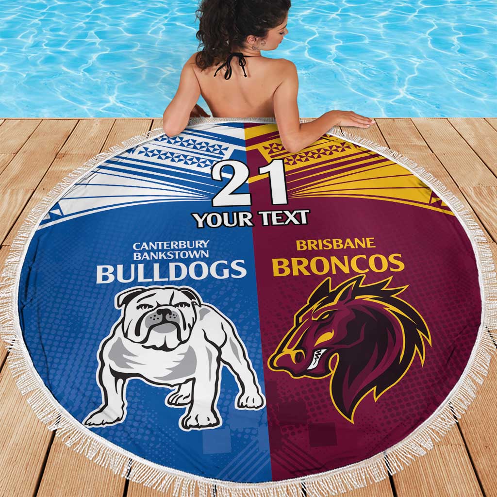 Custom Broncos-Bulldogs Beach Blanket NRL Tribal Half Style