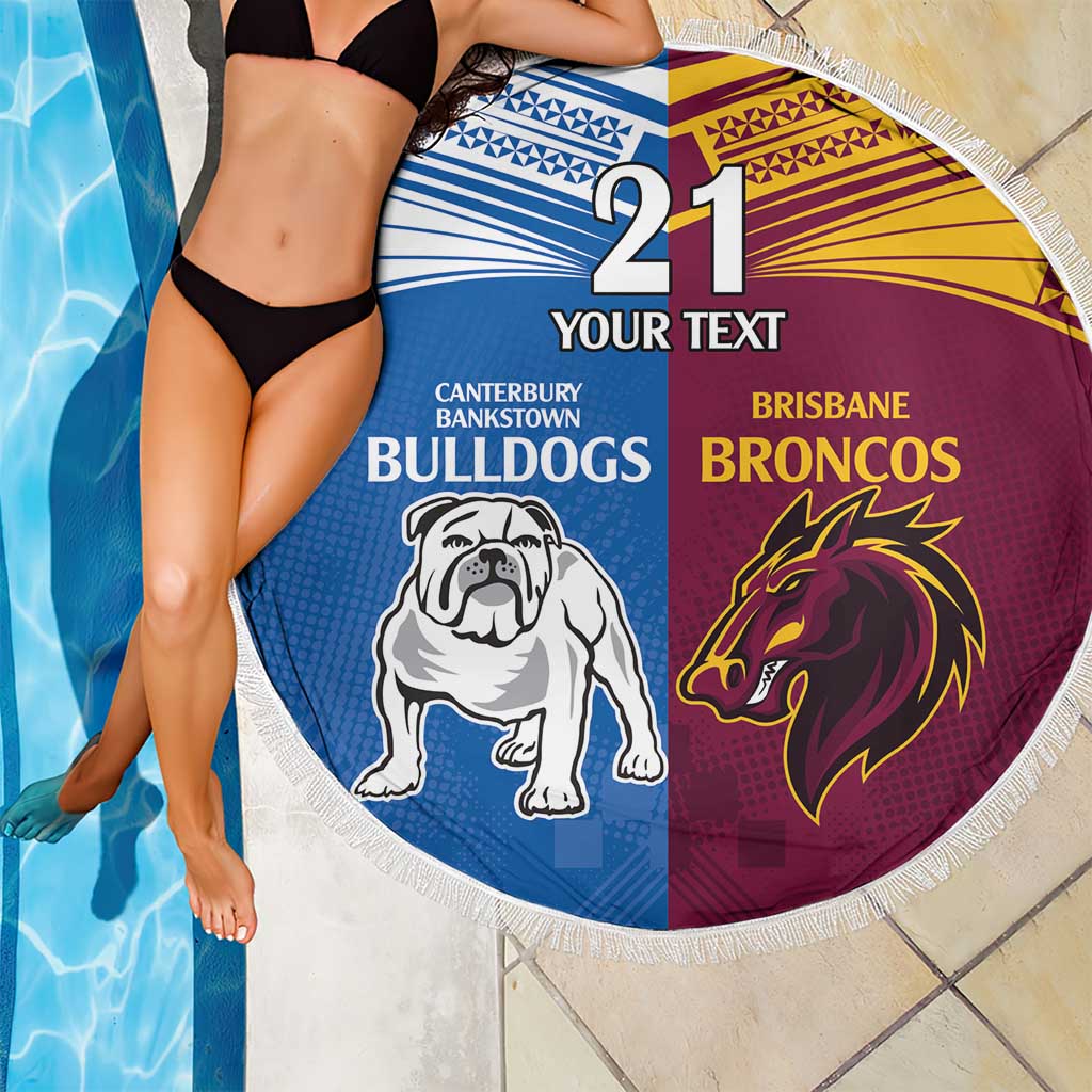 Custom Broncos-Bulldogs Beach Blanket NRL Tribal Half Style