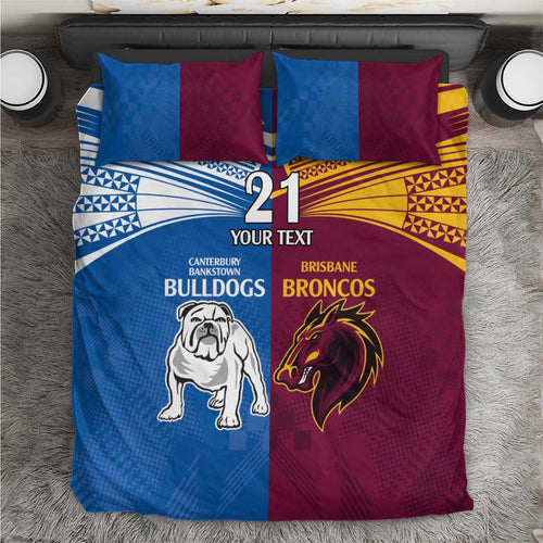 Custom Broncos-Bulldogs Bedding Set NRL Tribal Half Style