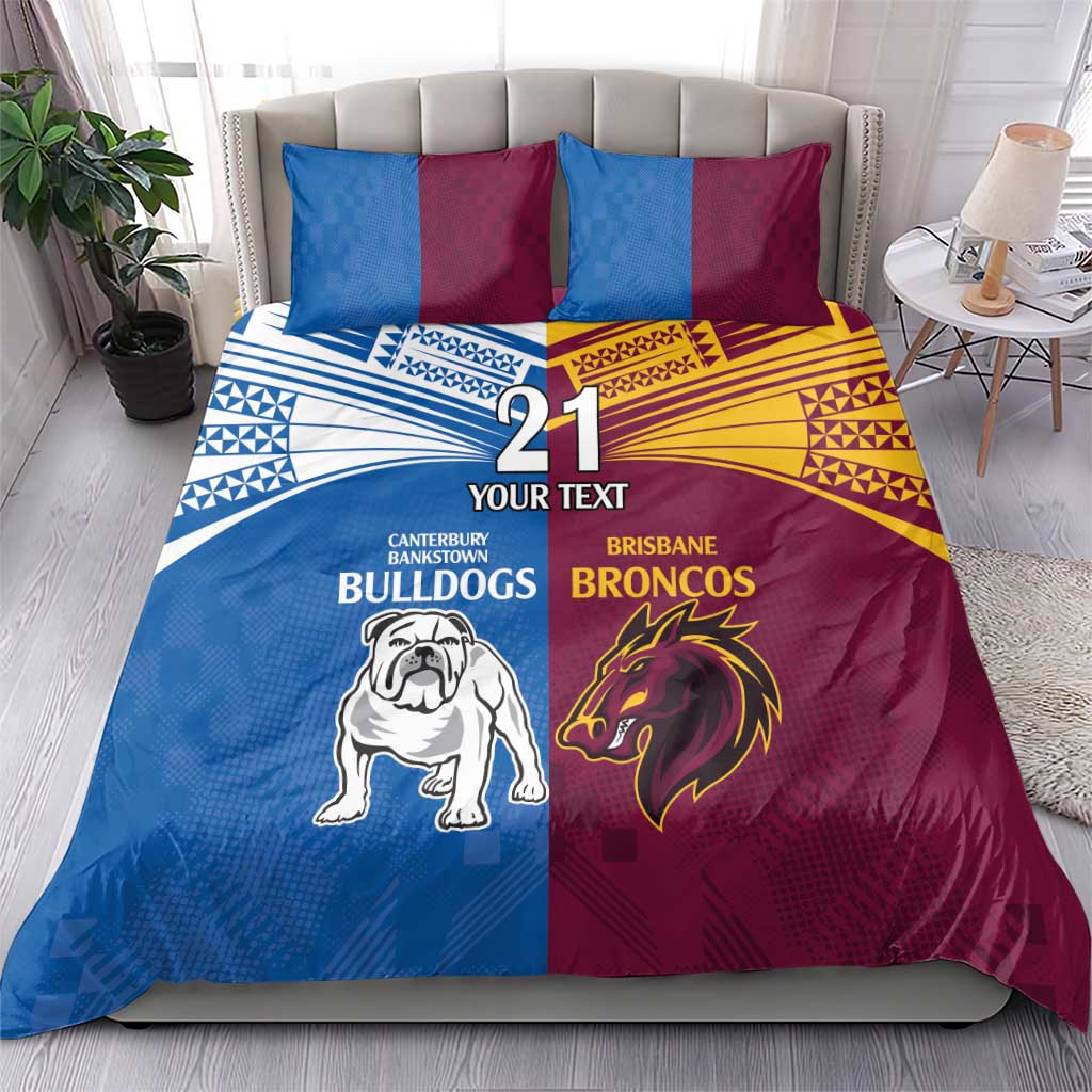 Custom Broncos-Bulldogs Bedding Set NRL Tribal Half Style