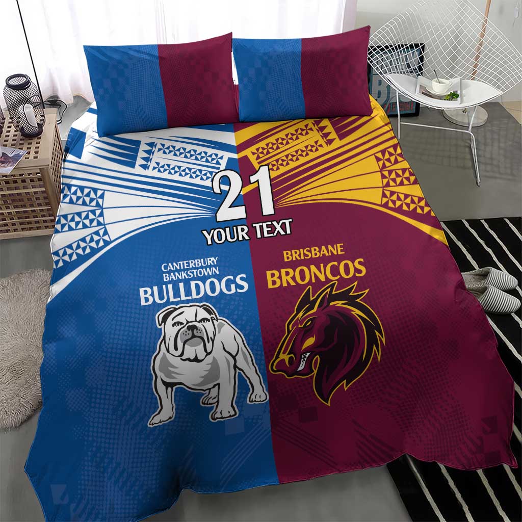 Custom Broncos-Bulldogs Bedding Set NRL Tribal Half Style