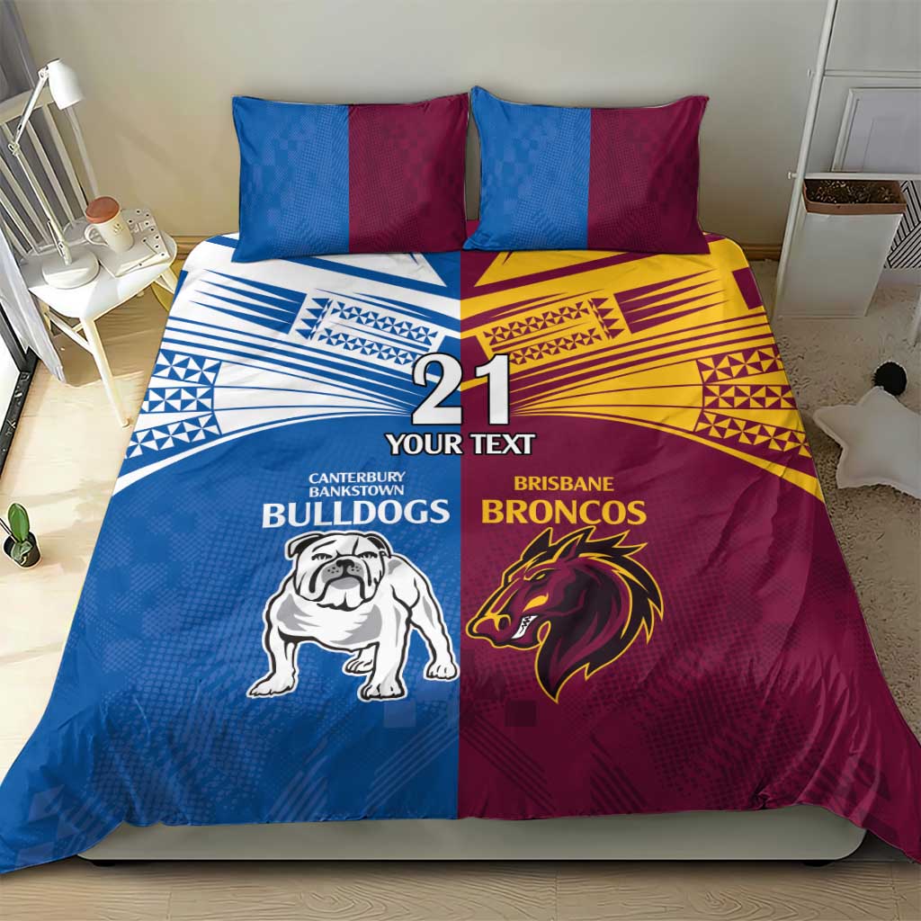 Custom Broncos-Bulldogs Bedding Set NRL Tribal Half Style