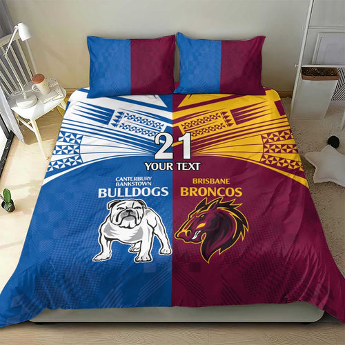 Custom Broncos-Bulldogs Bedding Set NRL Tribal Half Style