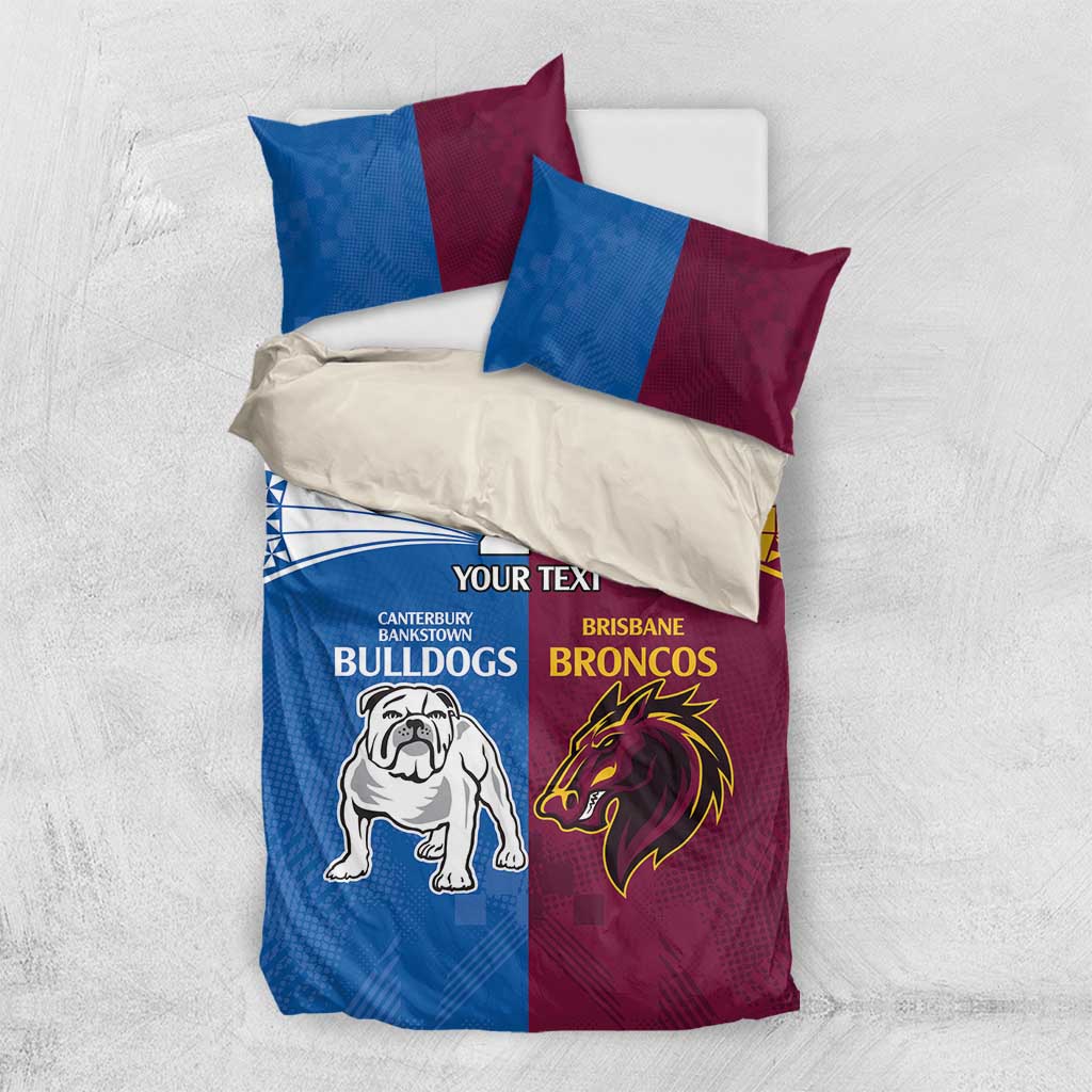 Custom Broncos-Bulldogs Bedding Set NRL Tribal Half Style