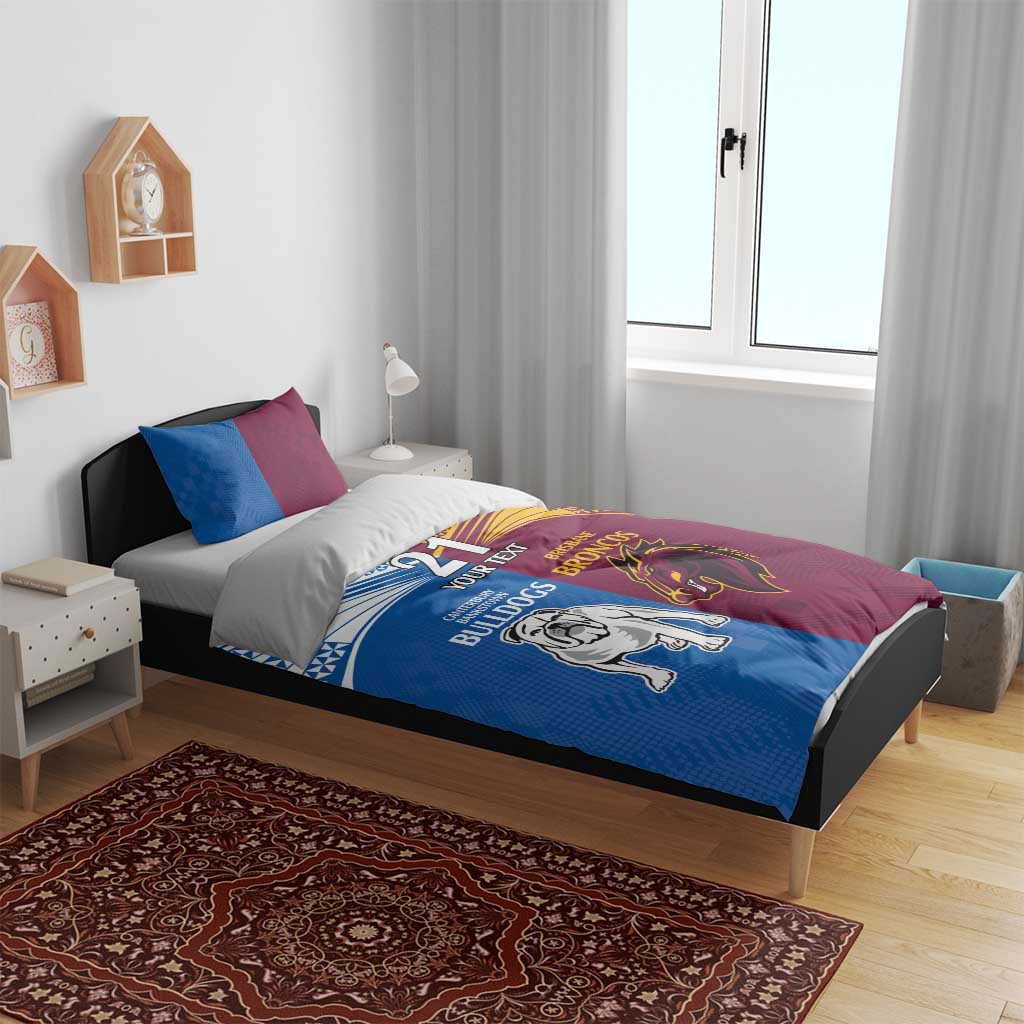 Custom Broncos-Bulldogs Bedding Set NRL Tribal Half Style
