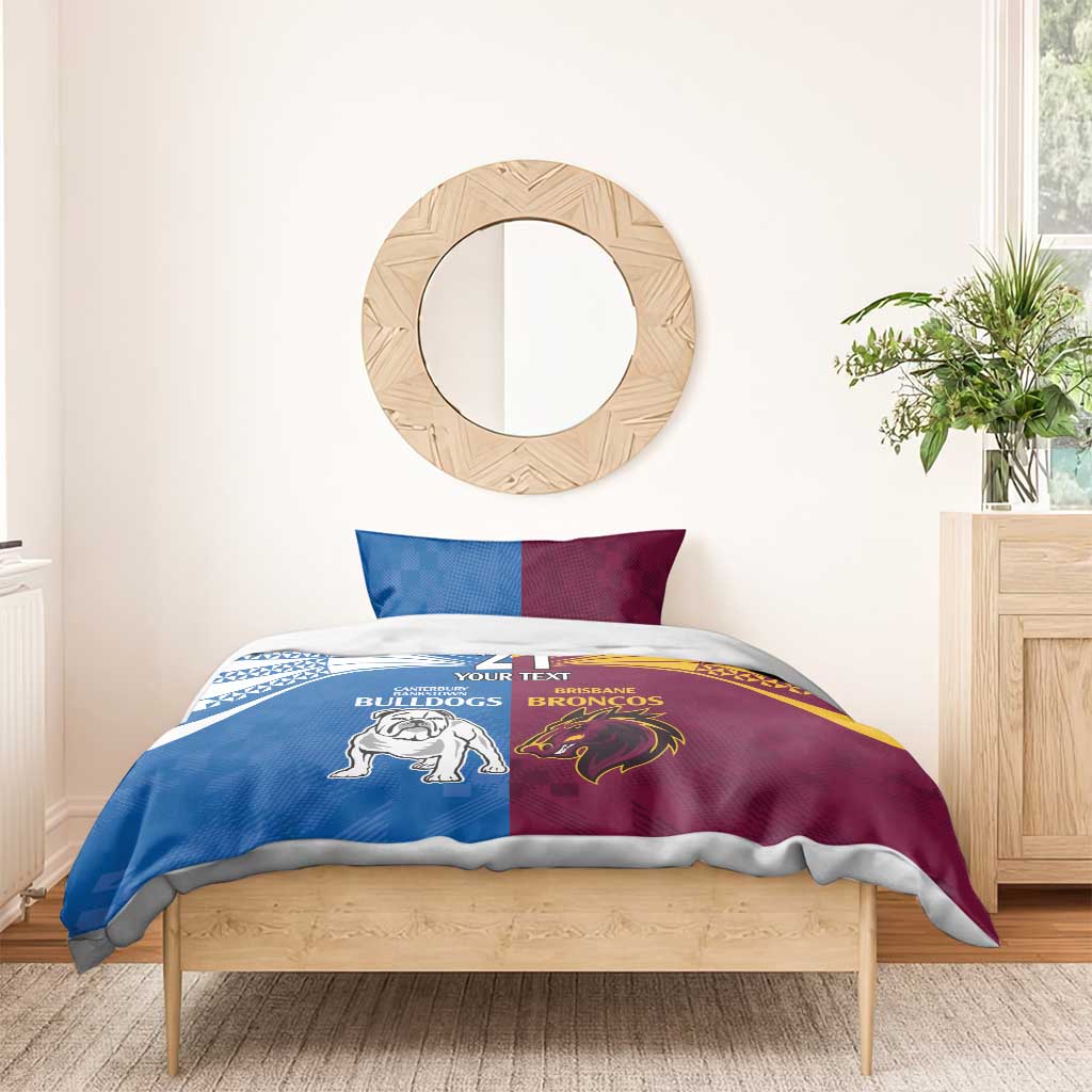 Custom Broncos-Bulldogs Bedding Set NRL Tribal Half Style