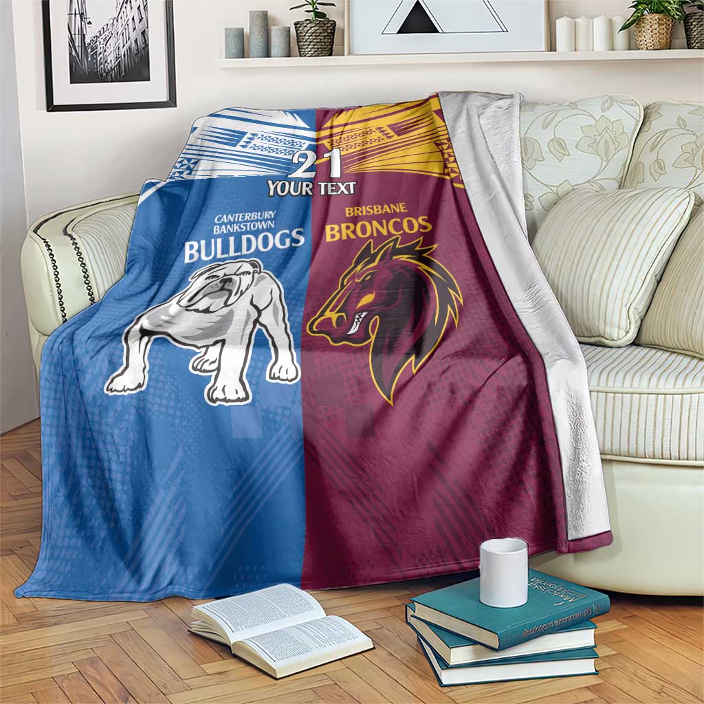 Custom Broncos-Bulldogs Blanket NRL Tribal Half Style