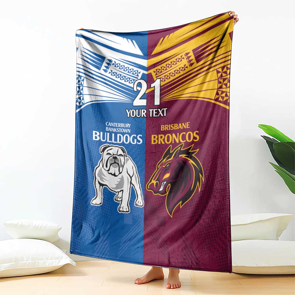 Custom Broncos-Bulldogs Blanket NRL Tribal Half Style