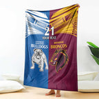Custom Broncos-Bulldogs Blanket NRL Tribal Half Style