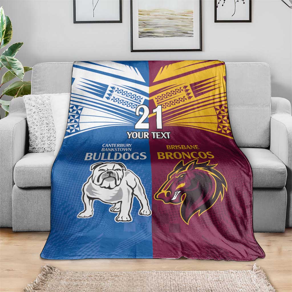Custom Broncos-Bulldogs Blanket NRL Tribal Half Style