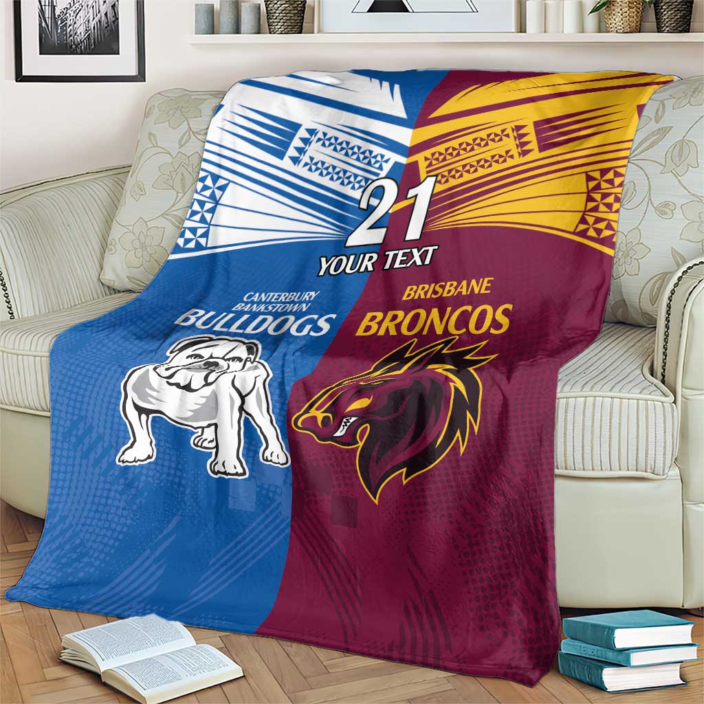 Custom Broncos-Bulldogs Blanket NRL Tribal Half Style