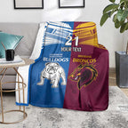 Custom Broncos-Bulldogs Blanket NRL Tribal Half Style