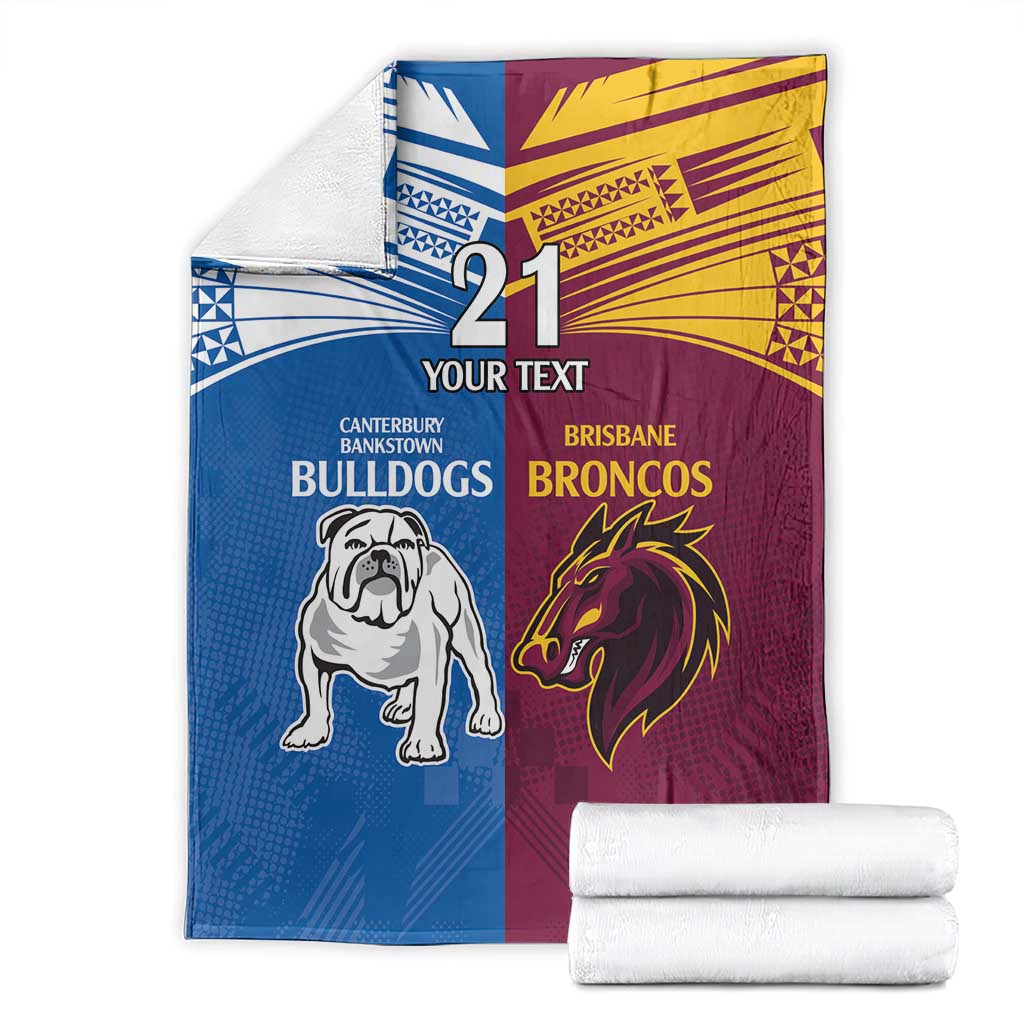 Custom Broncos-Bulldogs Blanket NRL Tribal Half Style