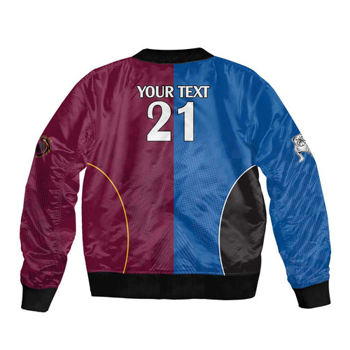 Custom Broncos-Bulldogs Bomber Jacket NRL Tribal Half Style