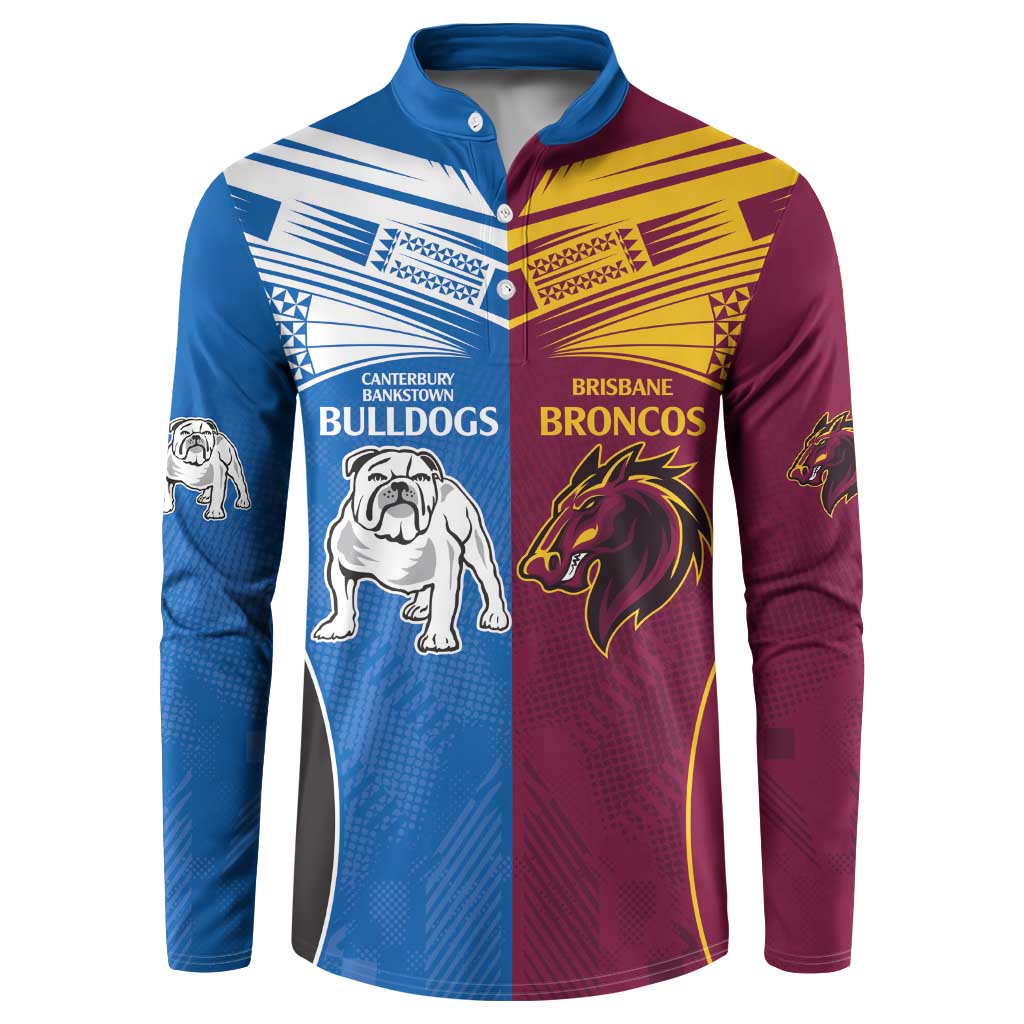 Custom Broncos-Bulldogs Button Sweatshirt NRL Tribal Half Style