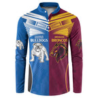 Custom Broncos-Bulldogs Button Sweatshirt NRL Tribal Half Style