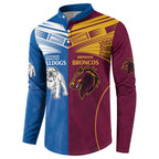 Custom Broncos-Bulldogs Button Sweatshirt NRL Tribal Half Style