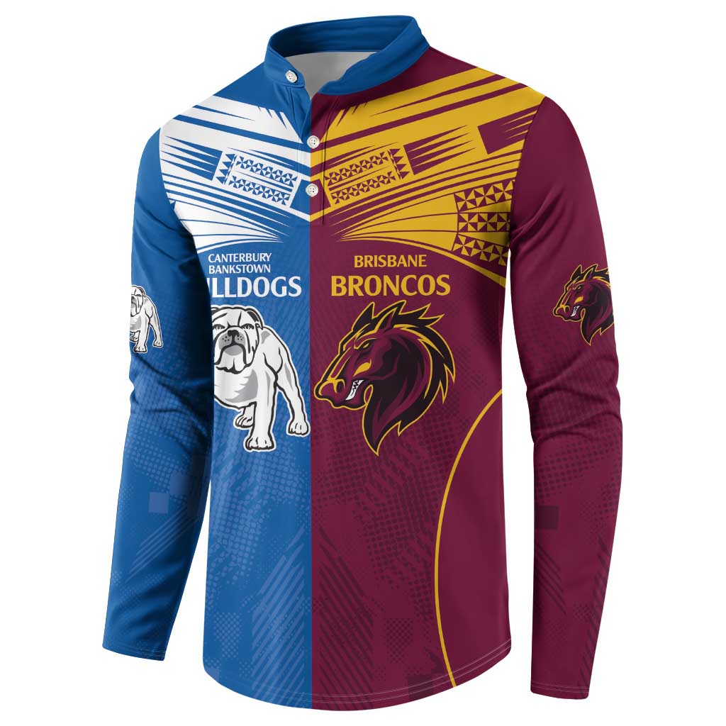 Custom Broncos-Bulldogs Button Sweatshirt NRL Tribal Half Style
