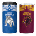 Custom Broncos-Bulldogs 4 in 1 Can Cooler Tumbler NRL Tribal Half Style