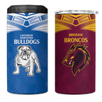Custom Broncos-Bulldogs 4 in 1 Can Cooler Tumbler NRL Tribal Half Style
