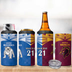 Custom Broncos-Bulldogs 4 in 1 Can Cooler Tumbler NRL Tribal Half Style