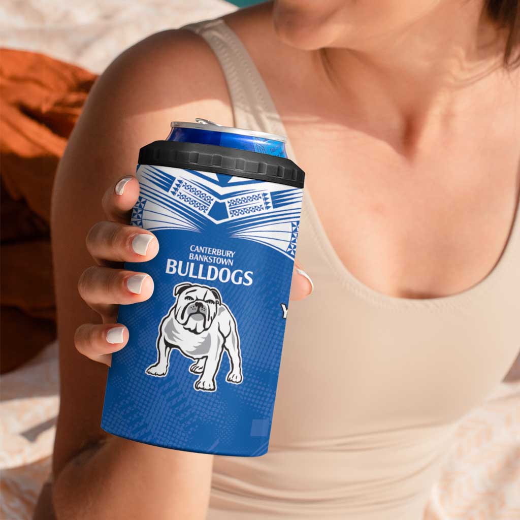 Custom Broncos-Bulldogs 4 in 1 Can Cooler Tumbler NRL Tribal Half Style