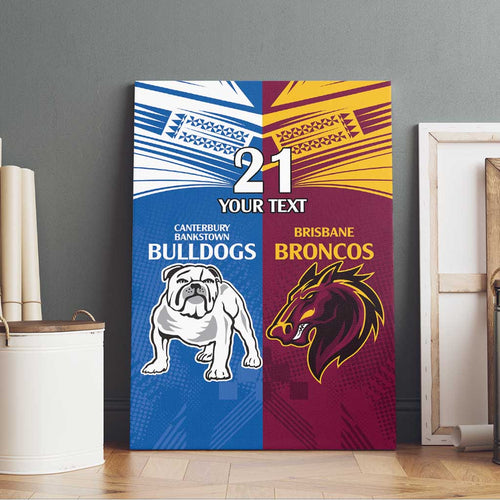 Custom Broncos-Bulldogs Canvas Wall Art NRL Tribal Half Style