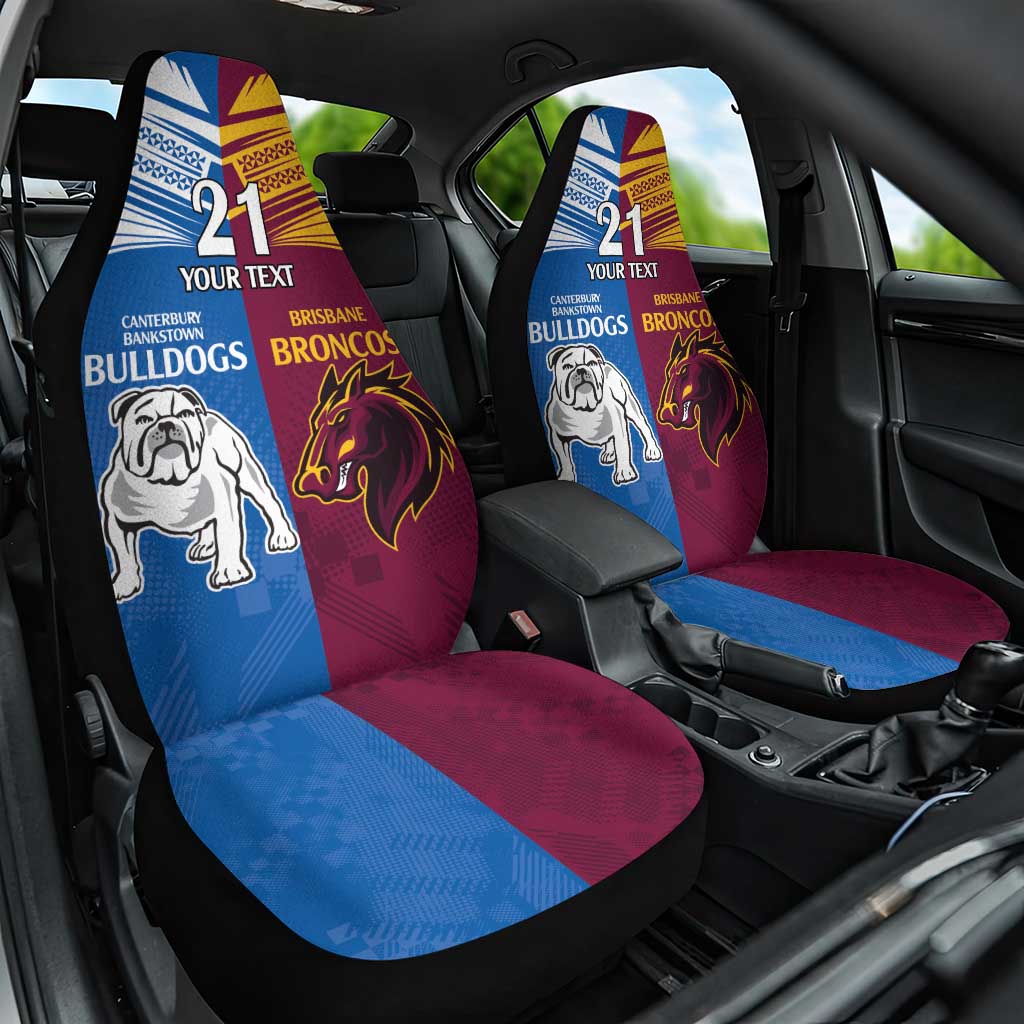 Custom Broncos-Bulldogs Car Seat Cover NRL Tribal Half Style