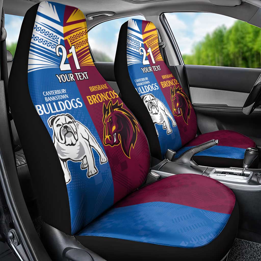 Custom Broncos-Bulldogs Car Seat Cover NRL Tribal Half Style