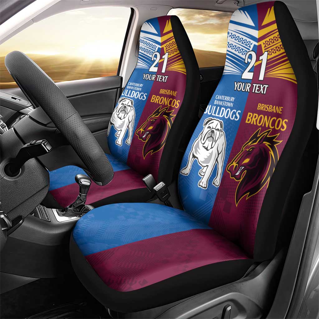 Custom Broncos-Bulldogs Car Seat Cover NRL Tribal Half Style