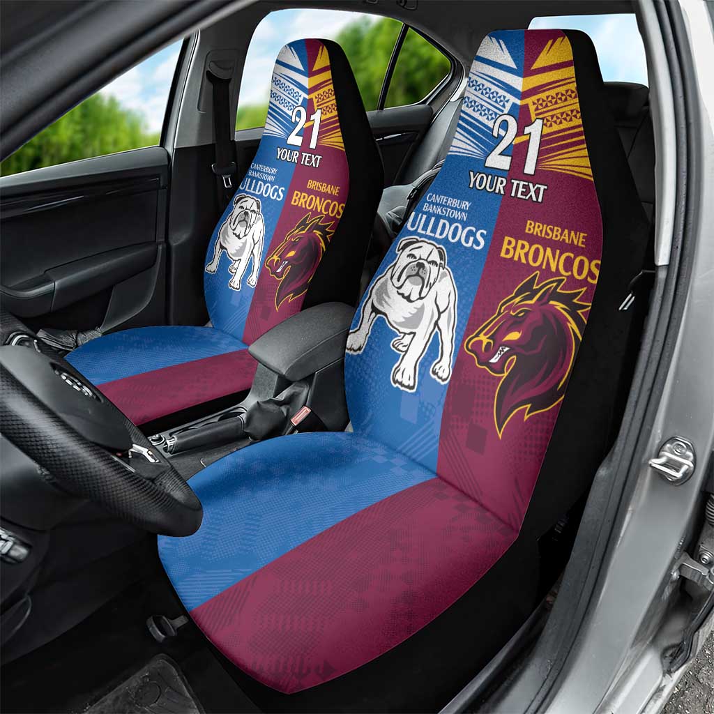 Custom Broncos-Bulldogs Car Seat Cover NRL Tribal Half Style