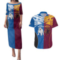 Custom Broncos-Bulldogs Couples Matching Puletasi and Hawaiian Shirt NRL Tribal Half Style