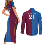Custom Broncos-Bulldogs Couples Matching Short Sleeve Bodycon Dress and Long Sleeve Button Shirt NRL Tribal Half Style