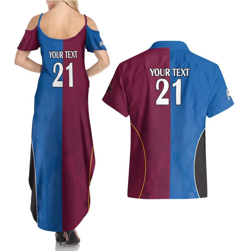 Custom Broncos-Bulldogs Couples Matching Summer Maxi Dress and Hawaiian Shirt NRL Tribal Half Style