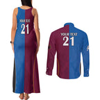 Custom Broncos-Bulldogs Couples Matching Tank Maxi Dress and Long Sleeve Button Shirt NRL Tribal Half Style