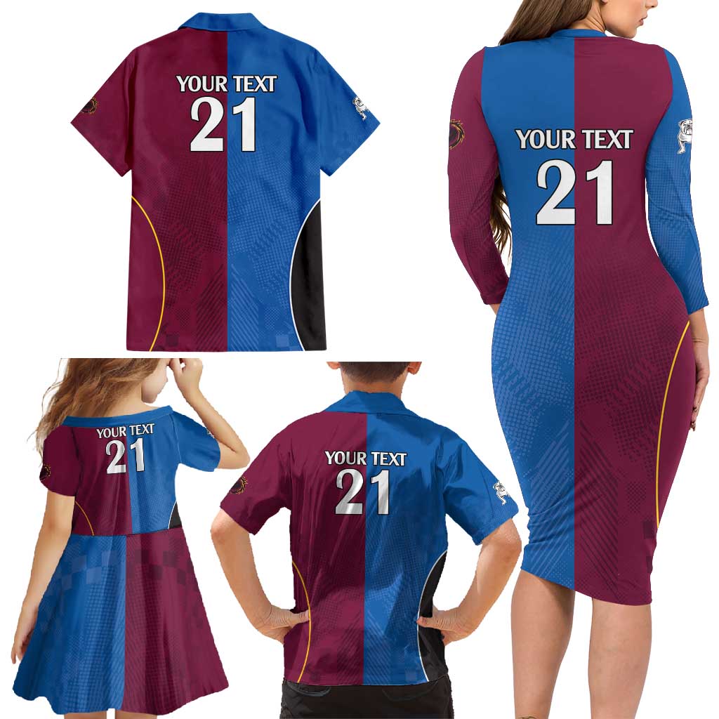 Custom Broncos-Bulldogs Family Matching Long Sleeve Bodycon Dress and Hawaiian Shirt NRL Tribal Half Style