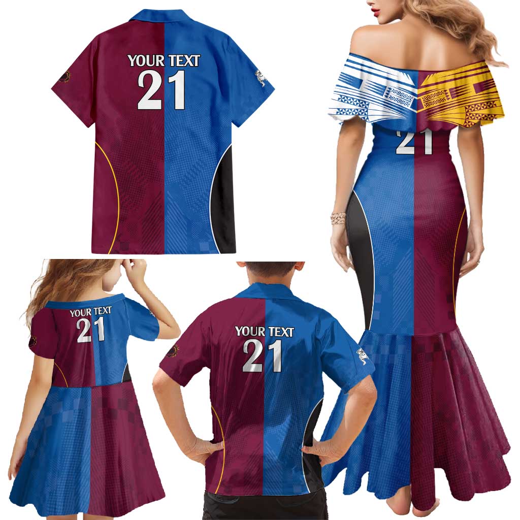 Custom Broncos-Bulldogs Family Matching Mermaid Dress and Hawaiian Shirt NRL Tribal Half Style