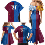Custom Broncos-Bulldogs Family Matching Mermaid Dress and Hawaiian Shirt NRL Tribal Half Style