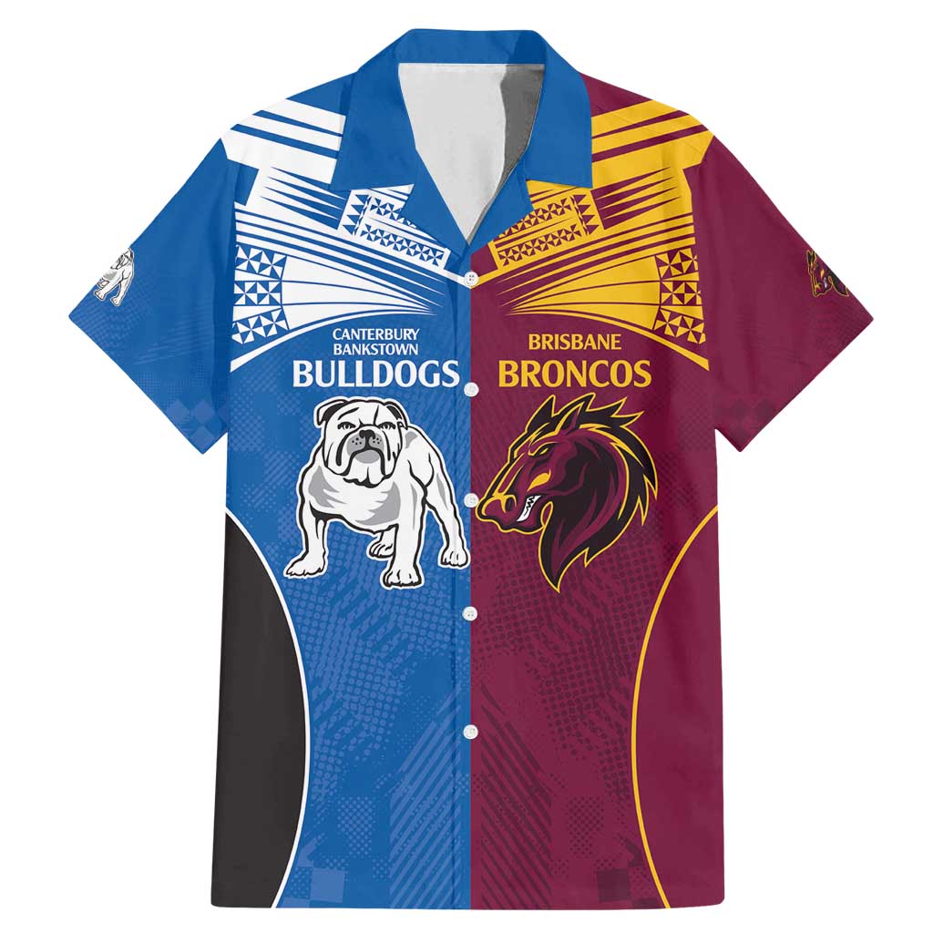 Custom Broncos-Bulldogs Family Matching Mermaid Dress and Hawaiian Shirt NRL Tribal Half Style