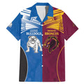 Custom Broncos-Bulldogs Family Matching Mermaid Dress and Hawaiian Shirt NRL Tribal Half Style