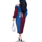 Custom Broncos-Bulldogs Family Matching Off The Shoulder Long Sleeve Dress and Hawaiian Shirt NRL Tribal Half Style