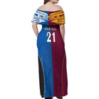 Custom Broncos-Bulldogs Family Matching Off Shoulder Maxi Dress and Hawaiian Shirt NRL Tribal Half Style