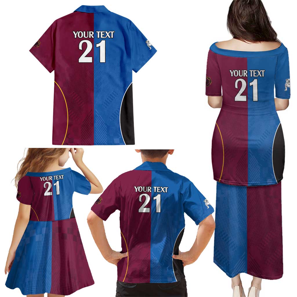 Custom Broncos-Bulldogs Family Matching Puletasi and Hawaiian Shirt NRL Tribal Half Style