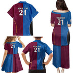 Custom Broncos-Bulldogs Family Matching Puletasi and Hawaiian Shirt NRL Tribal Half Style